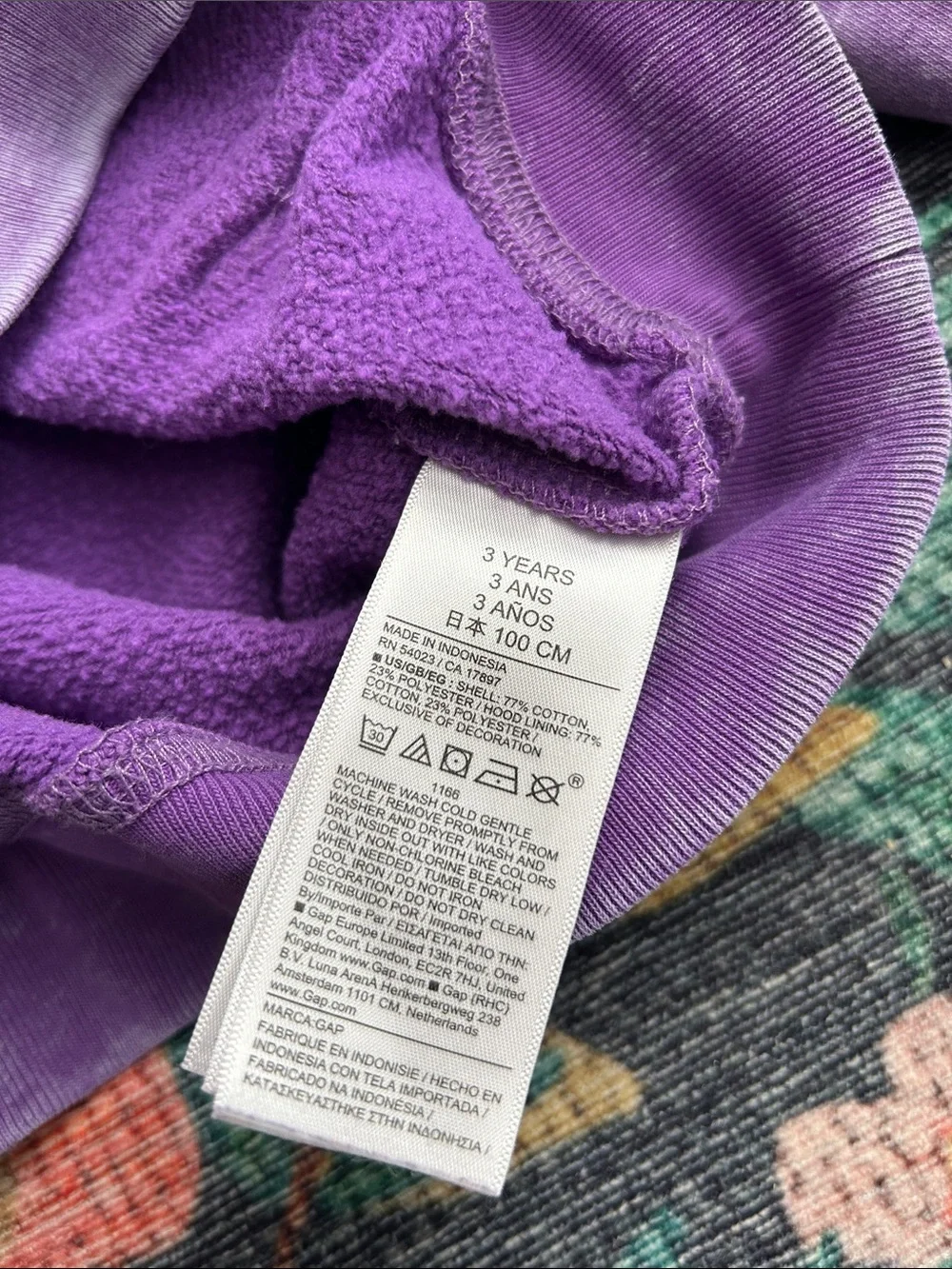 Gap Purple Toddler Hooded Sweatshirt, Size 3T